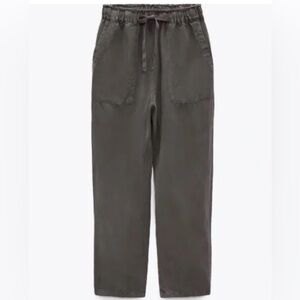 Zara Women’s Navy Straight Leg Relaxed Fit Pants